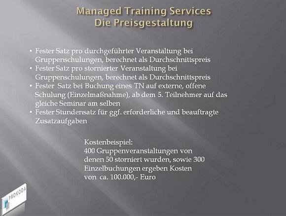 Preisgestaltung Managed Training Services