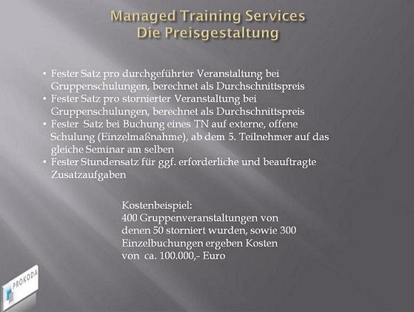 Preisgestaltung Managed Training Services